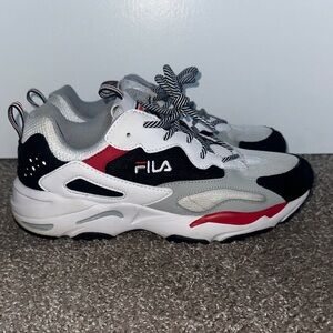 FILA Kids White, Black & Red Chunky Sneakers
